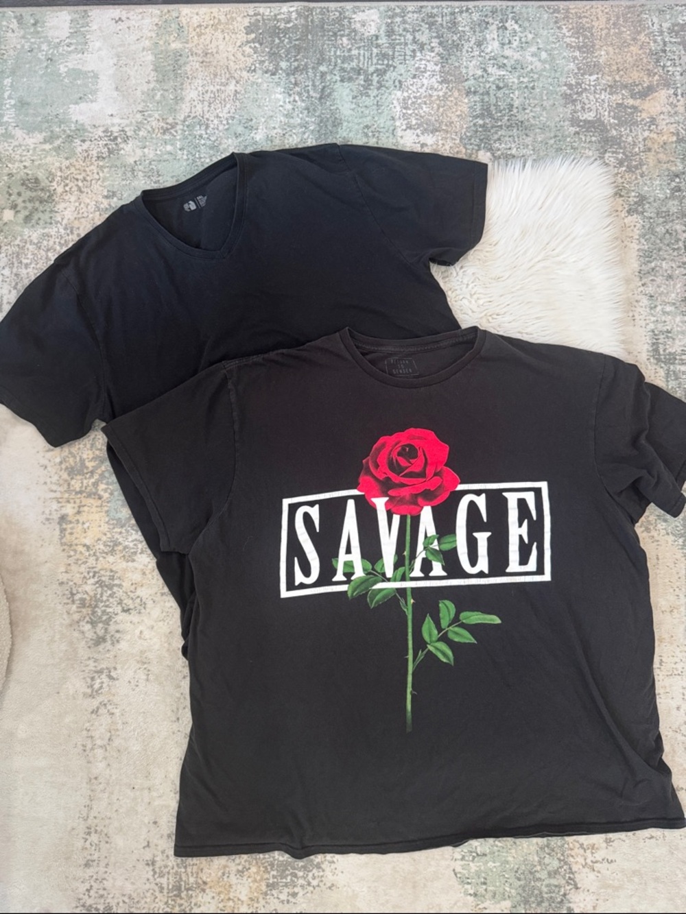 Bundle of black tees Savage Rose Graphic and plain black
